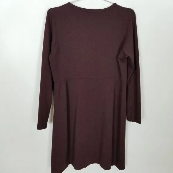 Duluth Trading Co. Women's Wearwithall Ponte Knit Long Sleeve Dress Sz L Maroon - Picture 4 of 7